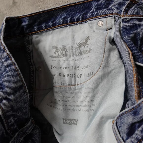 Vintage Levi's 505 Pants Men's W36 L 34 Denim Blue Ankle Flat Front Distressed - Picture 6 of 13